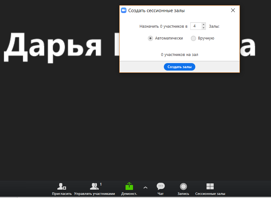 Сессионные залы в zoom