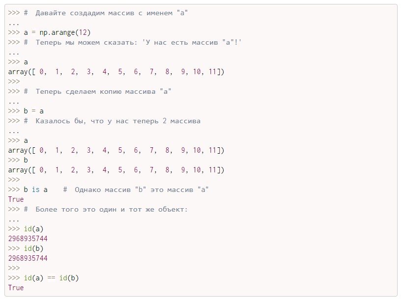 Копирование массива в Python. Метод copy для копирования массива.  Представление массива | OTUS